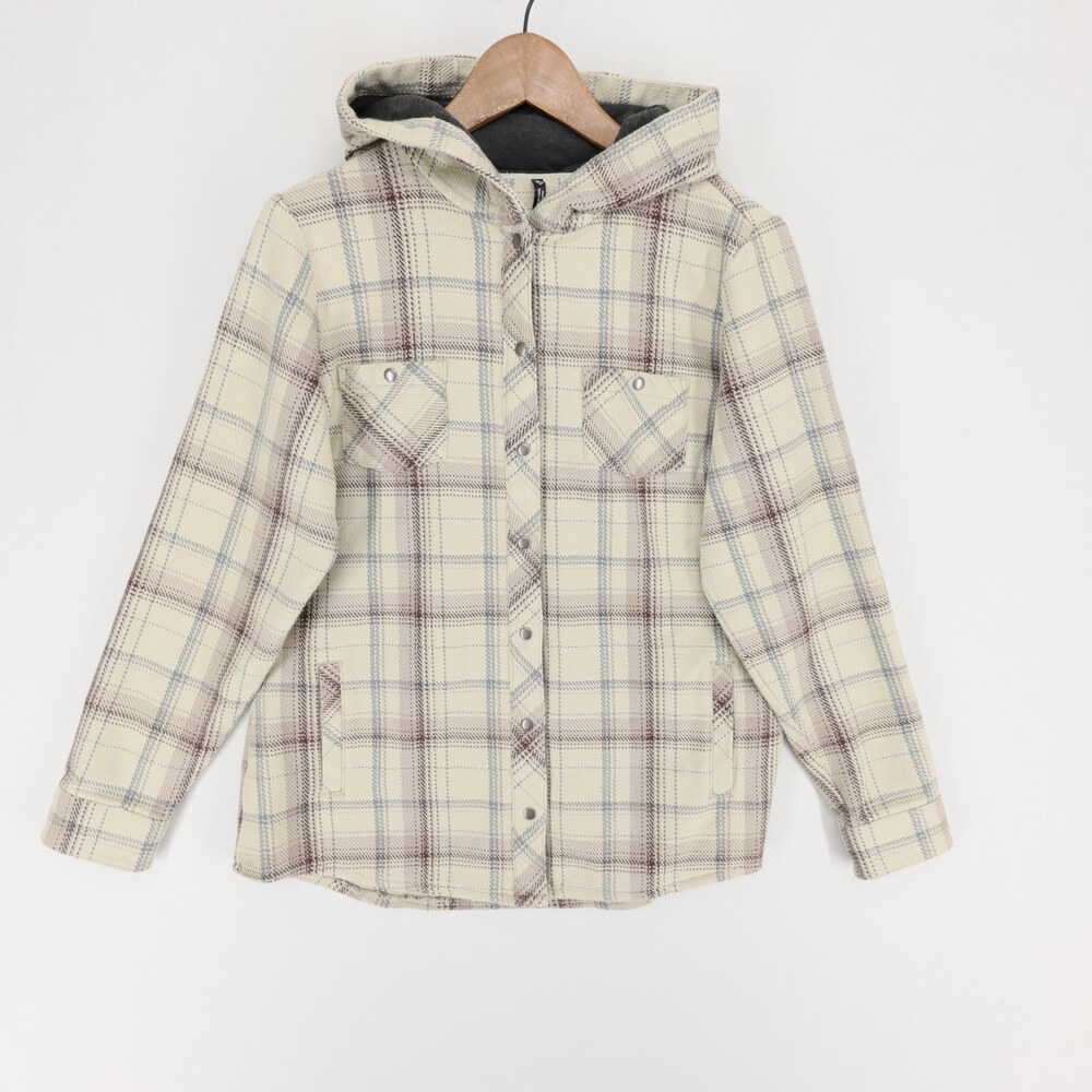 Kuhl Women's Cream Plaid Shirt/Jacket with Hood* Size Medium